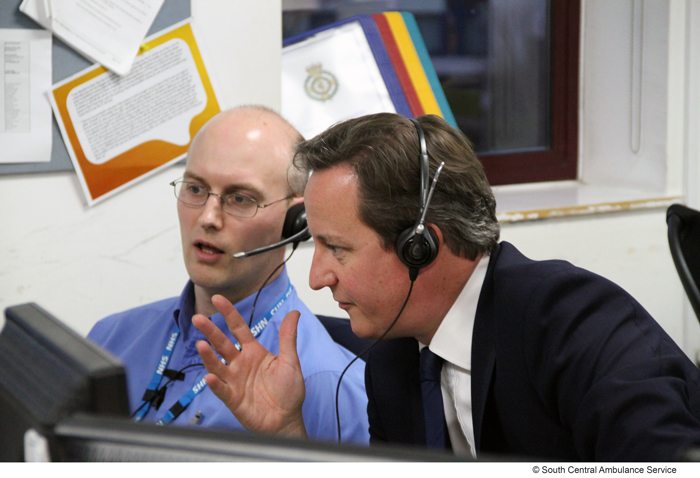 David Cameron at SCAS.  Image (c) South Central Ambulance Service