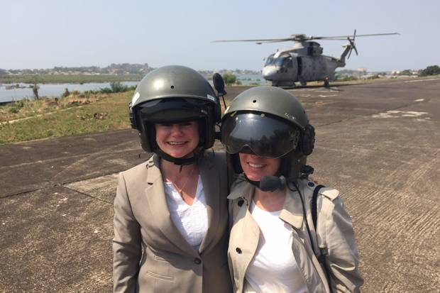 Evening Standard editor Sarah Sands, right, with the International Development Secretary Justine Greening in Sierra Leone